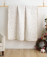 Greenland Home Fashions Reindeer Games Jacquard Woven Reversible Holiday Throw, 50" x 60"