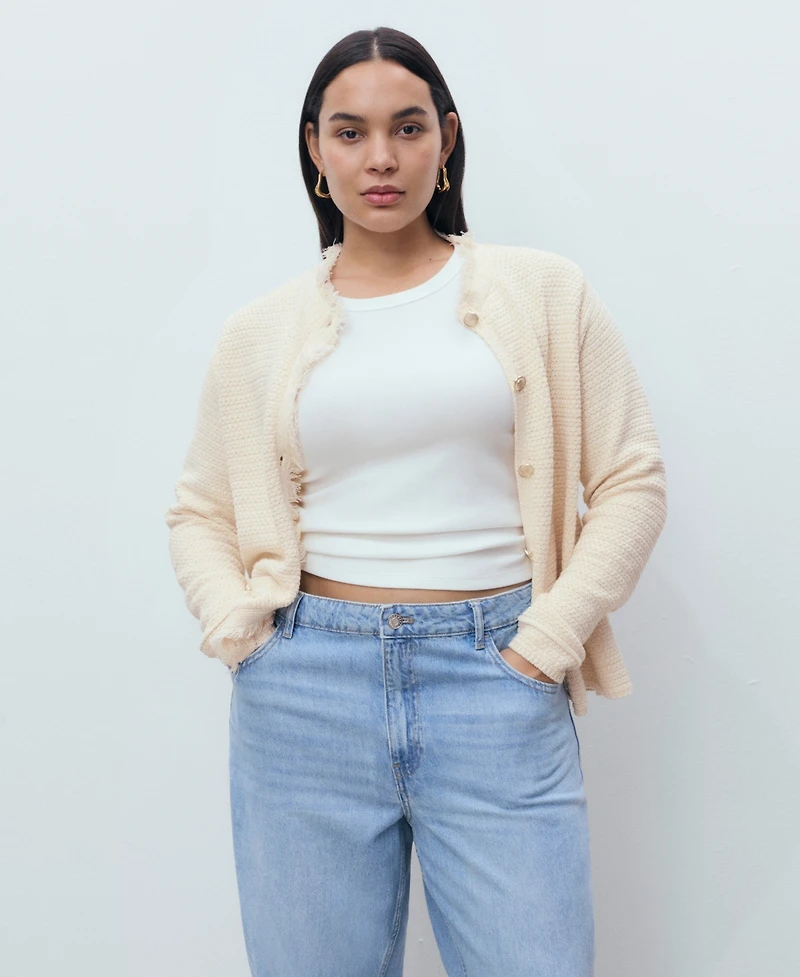 Mango Women's Frayed Ends Knitted Cardigan
