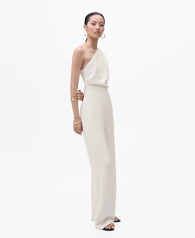 Mango Women's Asymmetrical Neck Long Jumpsuit