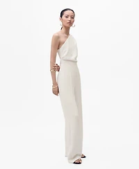 Mango Women's Asymmetrical Neck Long Jumpsuit
