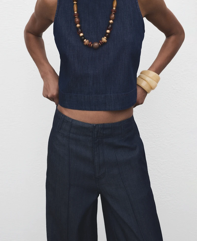 Mango Women's Wide Leg Denim Jeans