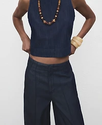 Mango Women's Wide Leg Denim Jeans