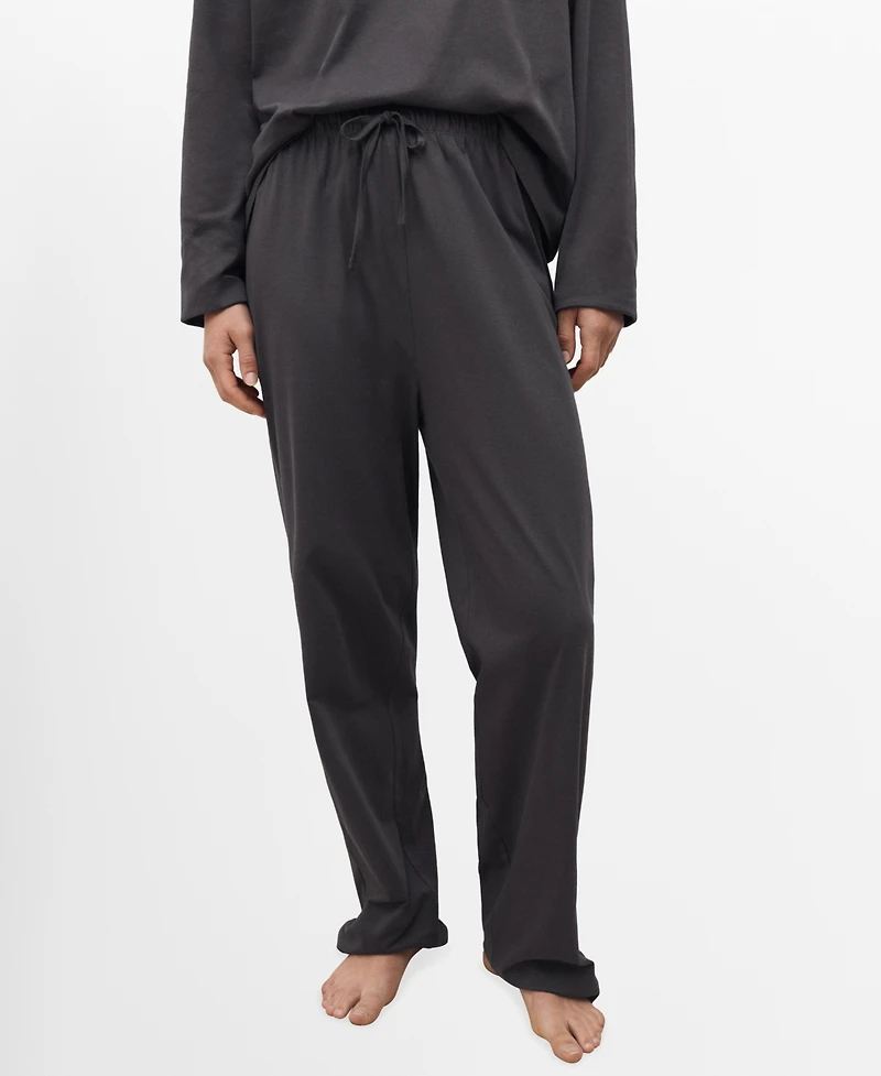 Mango Women's Two-Piece Plain Cotton Pajamas