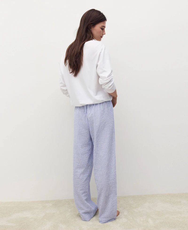 Mango Women's 2-Piece Seersucker Striped Pajamas