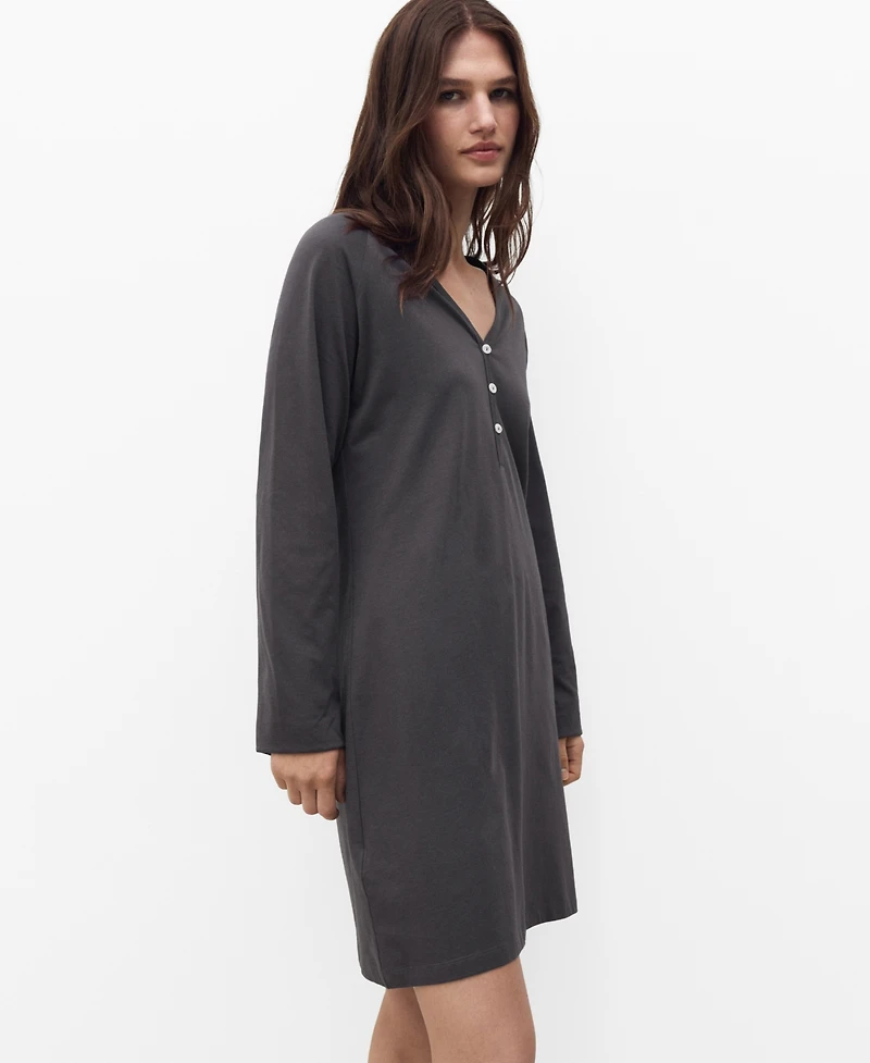 Mango Women's Button Detail Cotton Nightdress