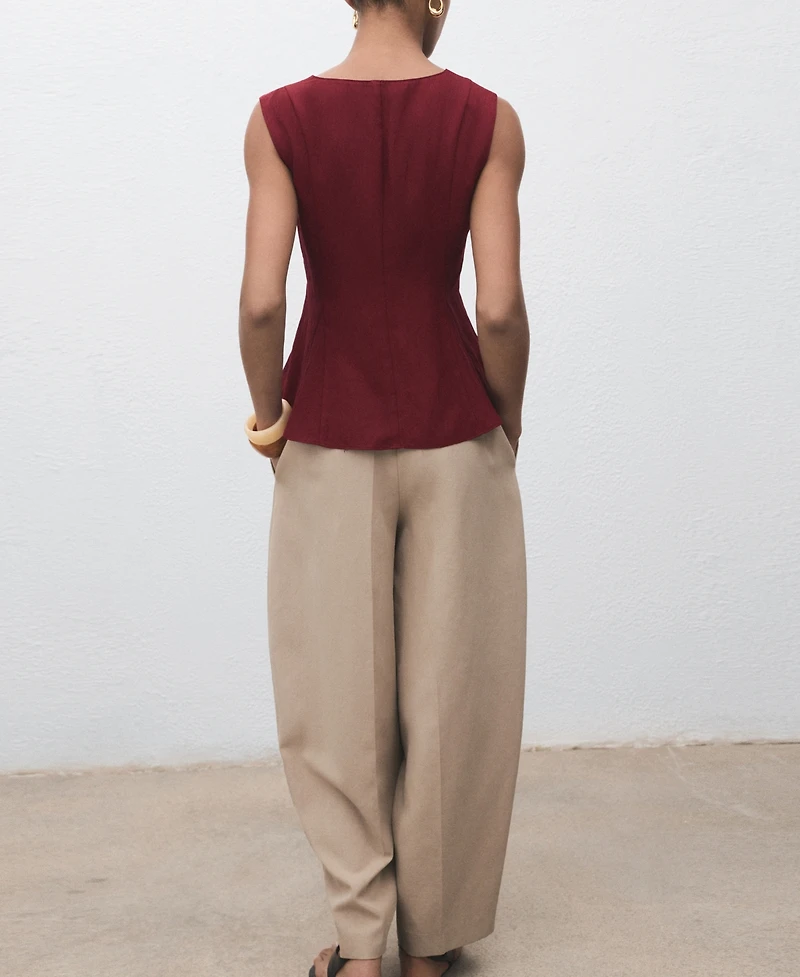 Mango Women's Lyocell Peplum Top