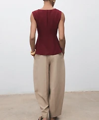 Mango Women's Lyocell Peplum Top