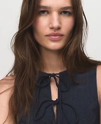 Mango Women's Bows Denim Effect Dress