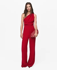 Mango Women's Asymmetrical Neck Long Jumpsuit