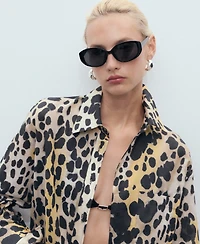 Mango Women's Animal Print Cotton Shirt