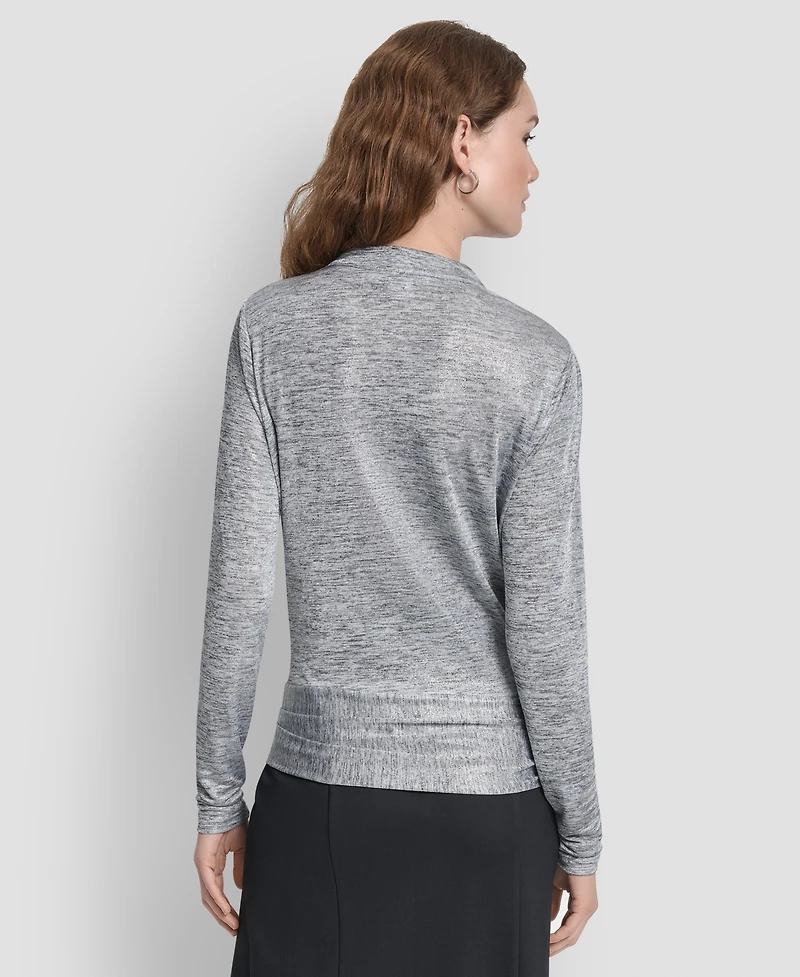 Dkny Women's Long Sleeve Heather Cowl Neck Top