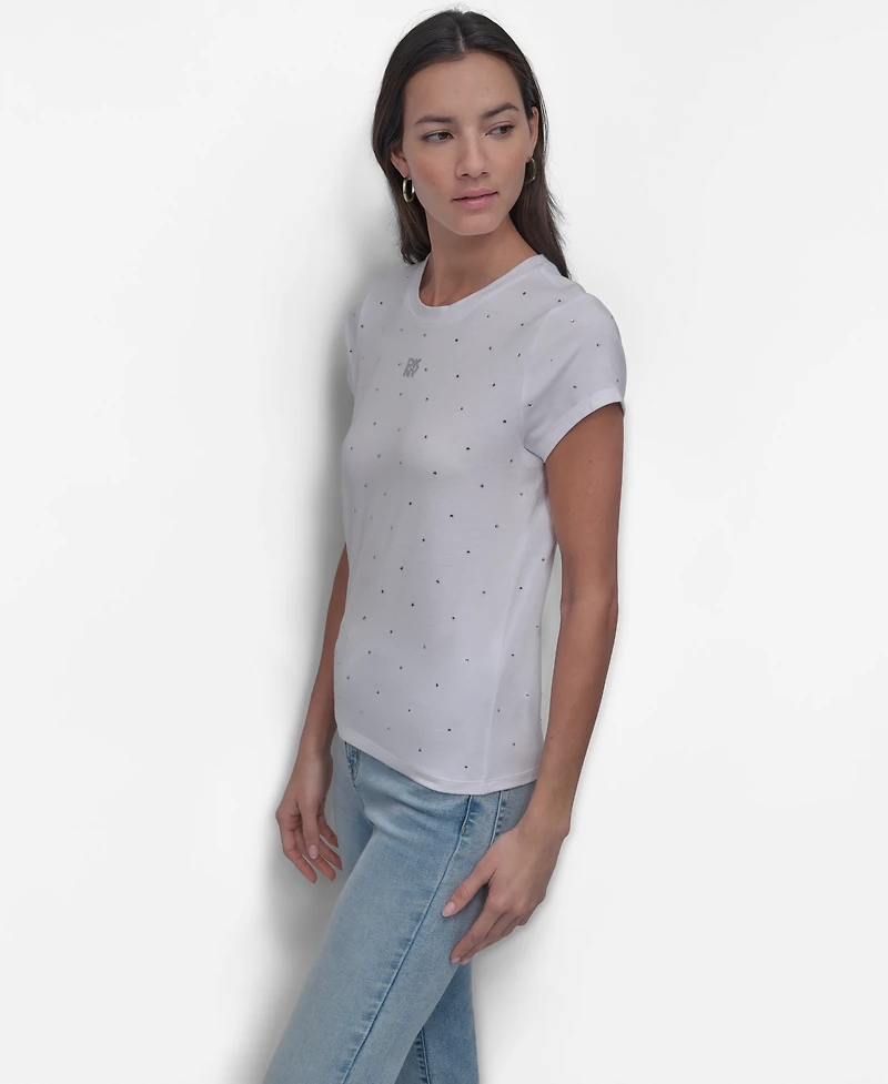 Dkny Jeans Women's Rhinestones Crewneck T-Shirt