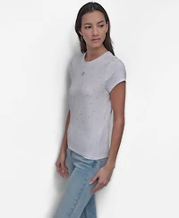 Dkny Jeans Women's Rhinestones Crewneck T-Shirt