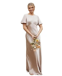 Six Stories Women's Gathered Bust Satin Bridesmaid Dress
