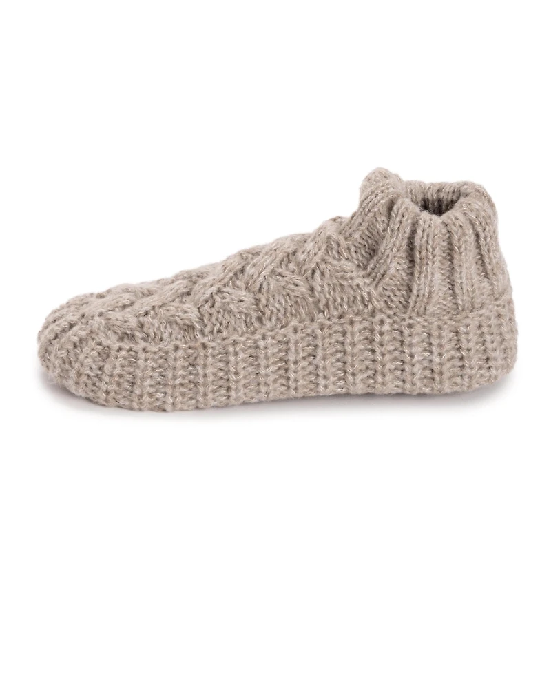 Muk Luks Women's Sweater Cuff Bootie, Pink, S/M