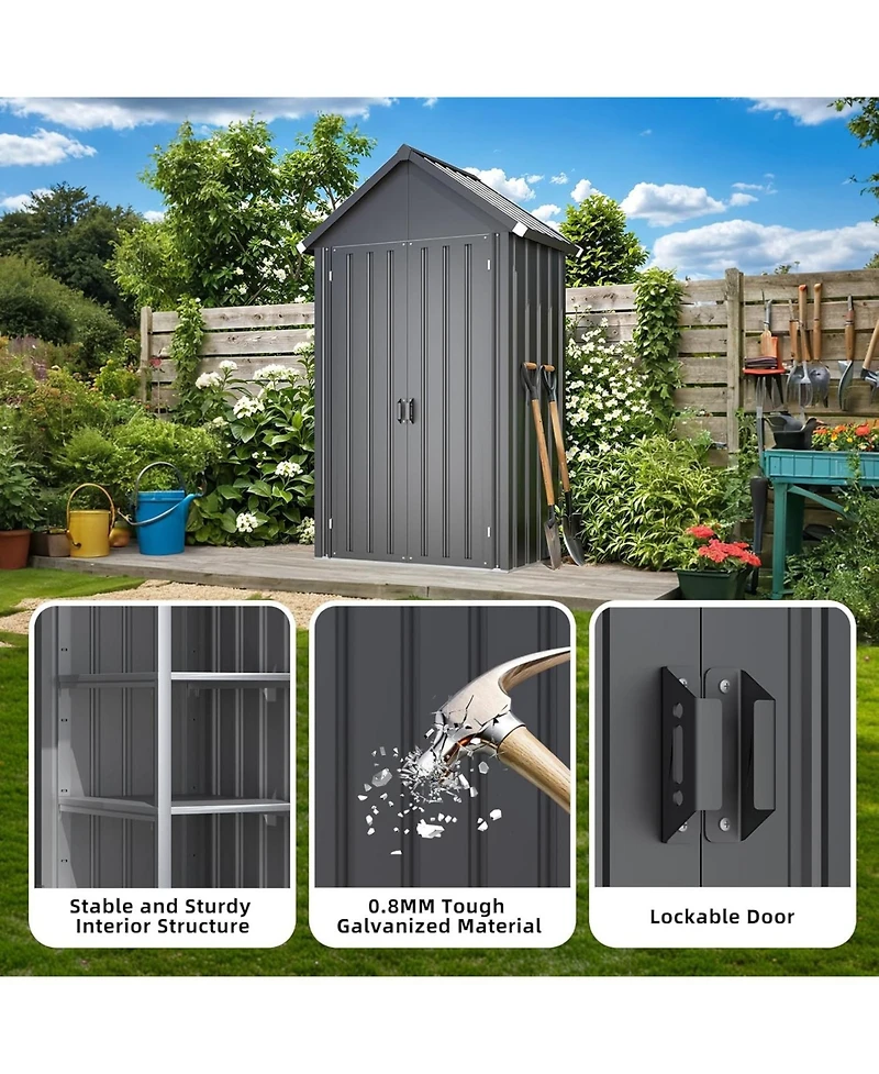 Aecojoy Outdoor Storage Cabinet Waterproof with Shelves, Vertical Tall Sheds Cabinet