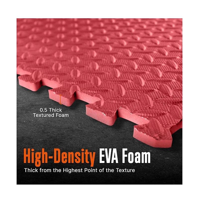 Thick Puzzle Exercise Mat 25 Pcs Eva Foam Interlocking Tiles Durable Non-Skid Flooring for Gym Workouts Red Blue