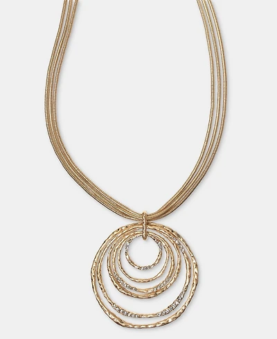 Style & Co Pave Multirow Circle Pendant Necklace, 18" + 3" extender, Macy's Exclusive