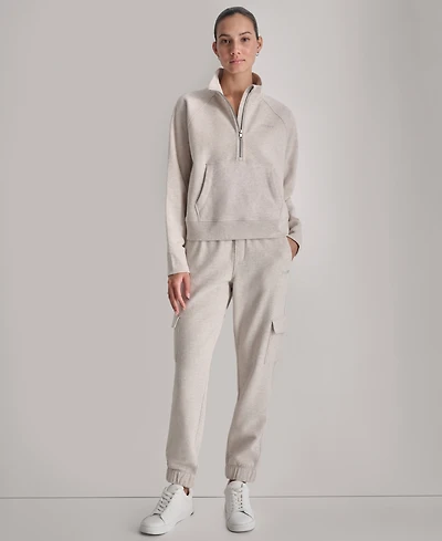 Dkny Sport Women's Studded-Logo Half-Zip Sweatshirt