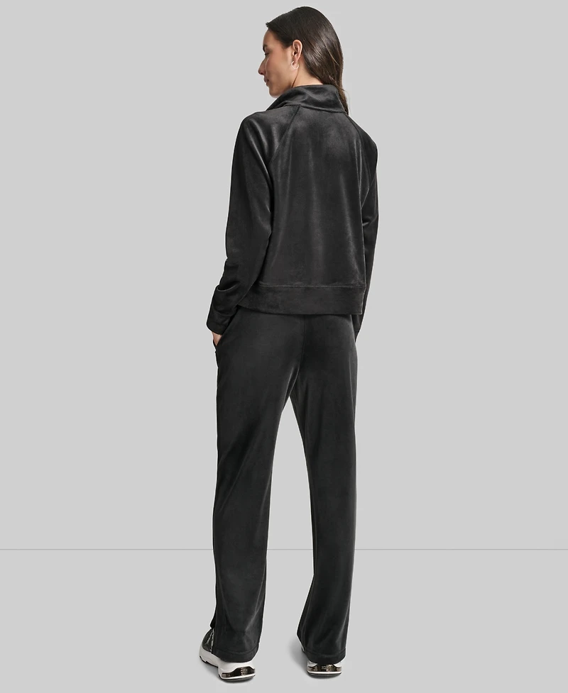Dkny Women's Platinum Velour Embroidered Logo Sweatshirt