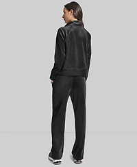 Dkny Women's Platinum Velour Embroidered Logo Sweatshirt
