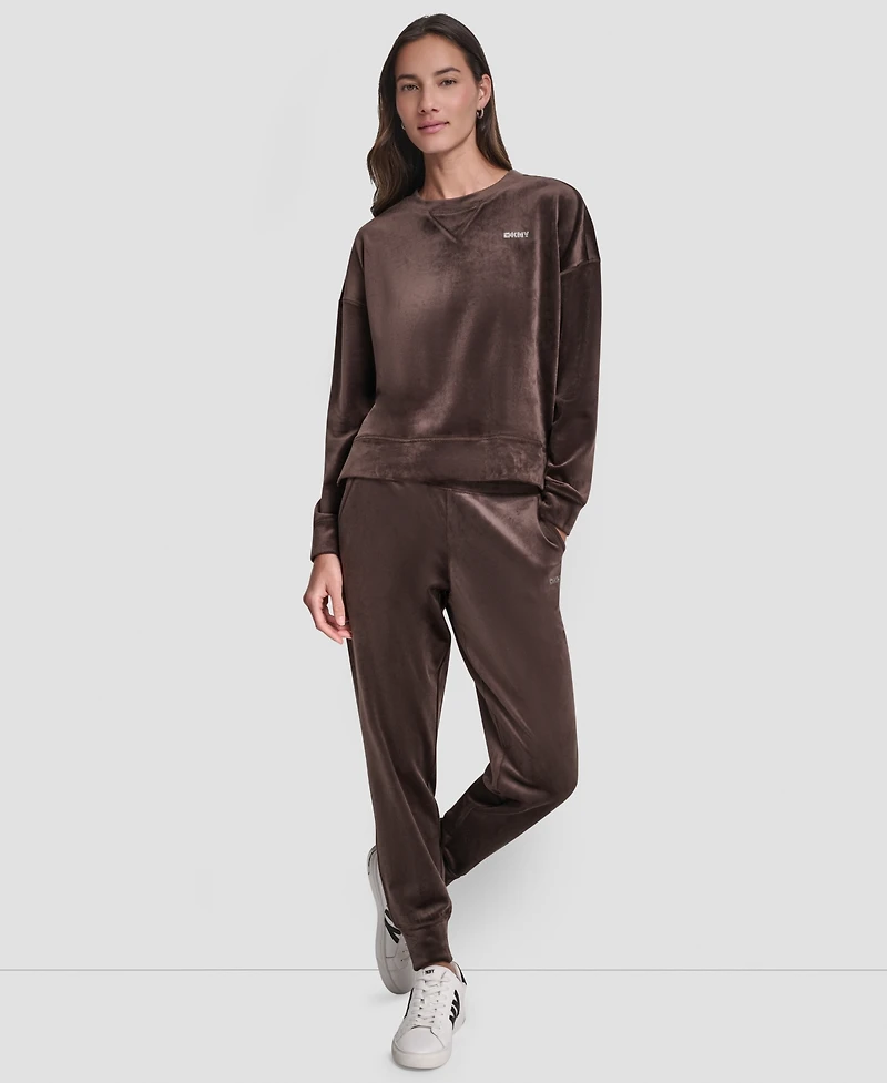 Dkny Women's Platinum Velour Crewneck Sweatshirt