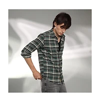 Campus Sutra Men's Pine Green Woven Plaid Shirt