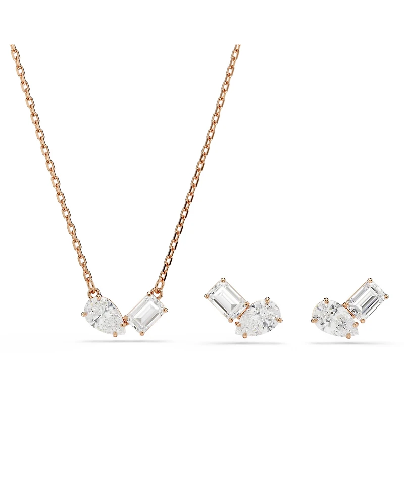 Swarovski Mesmera Rose Gold Tone Plated Earrings and Necklace Set