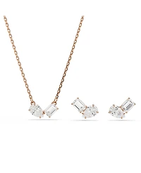 Swarovski Mesmera Rose Gold Tone Plated Earrings and Necklace Set