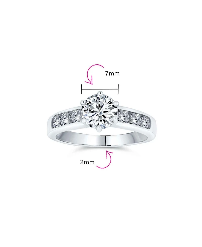 Bling Jewelry Classic 4CT Cz Round 6-Prong Solitaire Promise Ring .925 Sterling Silver Cubic Zirconia Pave Band