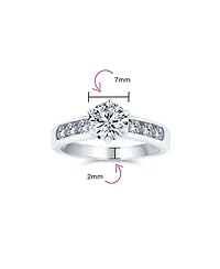 Bling Jewelry Classic 4CT Cz Round 6-Prong Solitaire Promise Ring .925 Sterling Silver Cubic Zirconia Pave Band