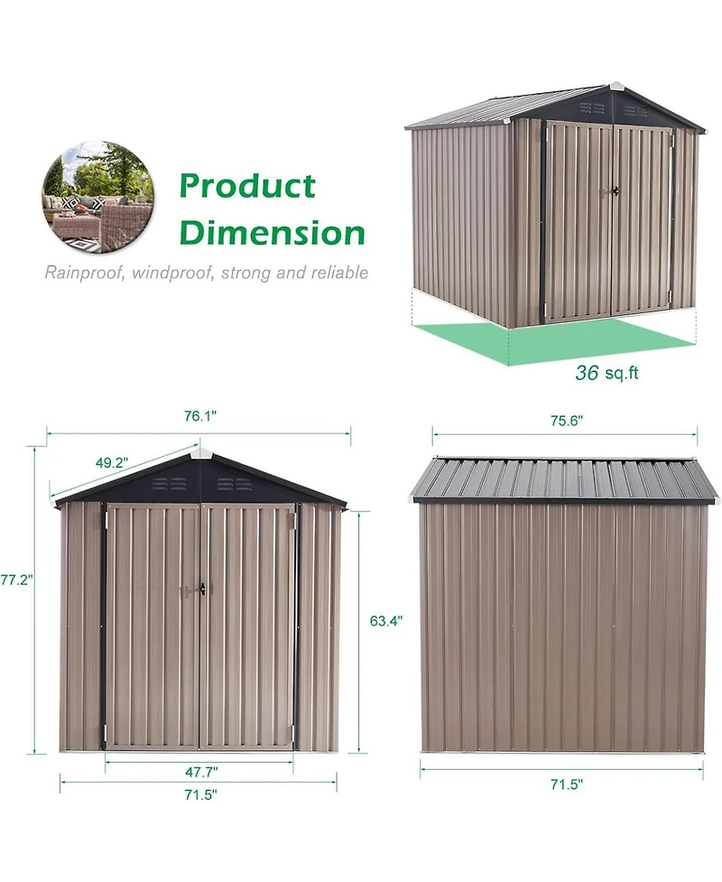 Aecojoy 6'x6' Outdoor Storage Shed