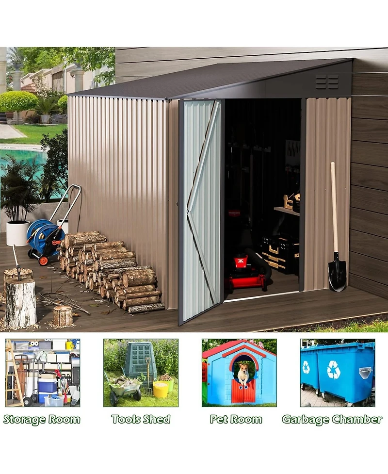 Aecojoy 6'x8' Lean to Shed Outdoor Storage