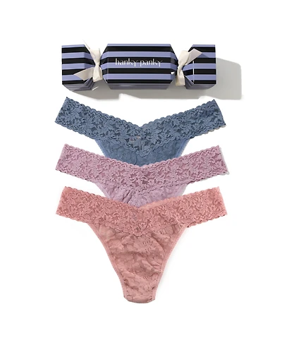 Hanky Panky Women's Signature Lace Original Rise 3 Pack Thong Underwear
