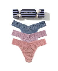 Hanky Panky Women's Signature Lace Original Rise 3 Pack Thong Underwear