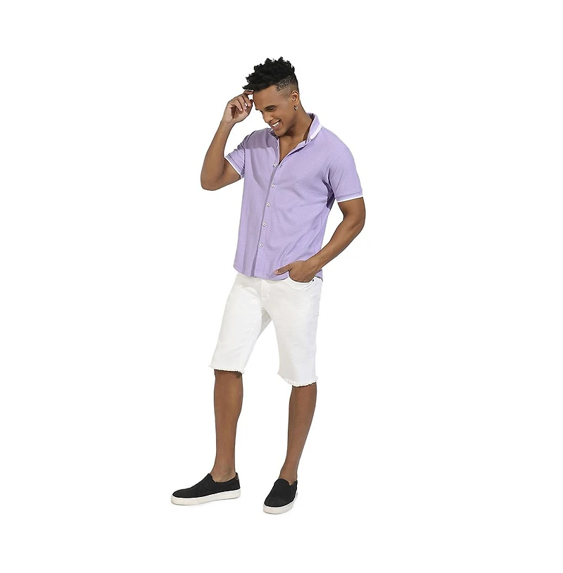Campus Sutra Men's Lavender Honeycomb Knit Shirt