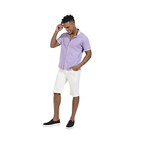 Campus Sutra Men's Lavender Honeycomb Knit Shirt