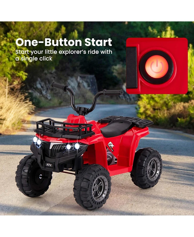 Kids Ride On Electric Atv 6V 4-Wheeler Quad Car with One-Button Start Tread Tires