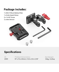 SmallRig Mini V-Mount Battery Plate with Crab-Shaped Clamp