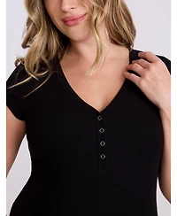 Motherhood Maternity Women's Short Sleeve Henley Bodycon Maxi Dress