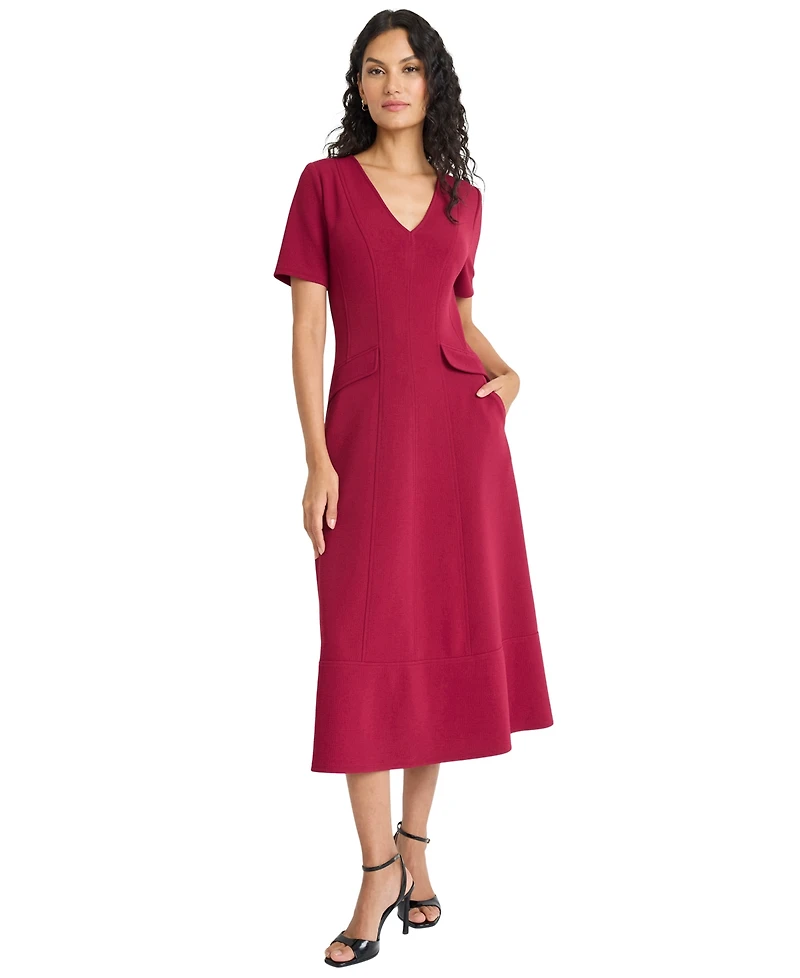 Maggy London Women's Short Sleeve V-Neck Dress