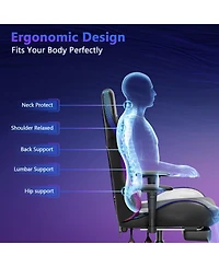 Mr Ironstone Gaming Chair with Speakers and Led Lights Ergonomic Massage Computer Gaming Chair with Broaden Cusion and Footrest High Back Video Game C
