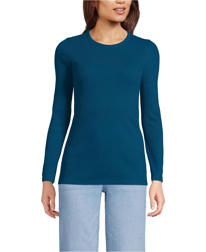 Lands' End Women's Long Sleeve Micro Rib T-Shirt