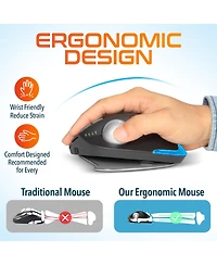 Delton T100 Ergonomic Tilt Wireless Trackball Computer Mouse