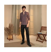 Campus Sutra Men's Mauve Tartan Plaid Shirt