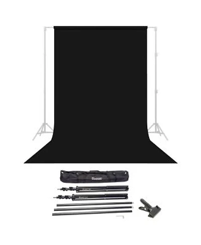Savage Widetone Seamless Background Paper 86 X22 Wide X 36 Black 20 Bundle With Flashpoint 10 Background Support System Air Cushioned Flashpoint