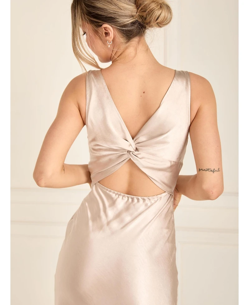 Six Stories Women's Twist Back Satin Bridesmaid Dress