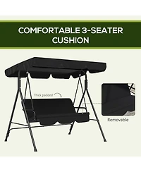 Flynama Outsunny 3-Person Patio Swing Chair with Adjustable Canopy