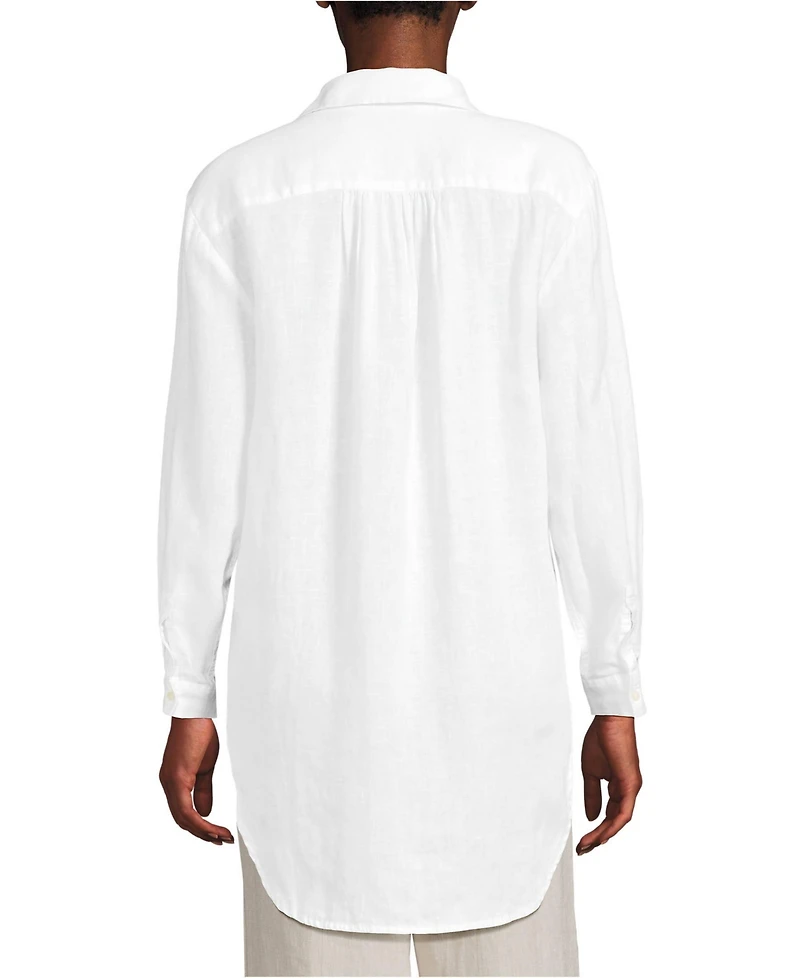 Lands' End Women's Linen Roll Sleeve Relaxed Tunic Top