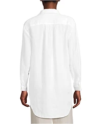 Lands' End Women's Linen Roll Sleeve Relaxed Tunic Top